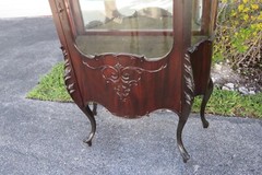 French Early 1900s Tall Heavy Carved China Closet Display Cabinet Cupboard 3538