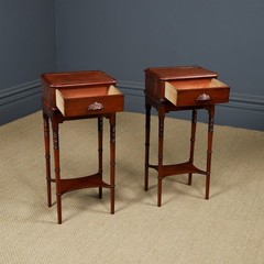 Antique English Victorian Small Pair Mahogany Bedsides Locker Tables Nightstands