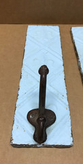 VTG Pair Decorative Tin Ceiling Metal Single Hook Wall Rack Plaque Old 404-26B