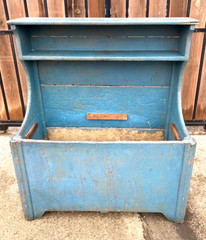 Antique 19th Cent Primitive Pine Blue Painted Cupboard Grain Box Sink we Deliver