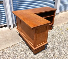 Antique Quarter Sawn Oak L Shaped General Store Counter Bar 1920s