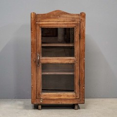 Small Antique Indian Teak Glass Front Display Cabinet