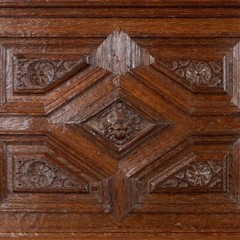 Monumental 17th century Richly Ornamented and Coffered Flemish Oak Cabinet