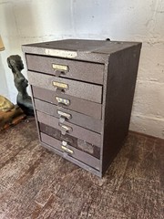 Antique Watchmakers Cabinet Metal Apothecary Industrial Multi Drawer Jewlery