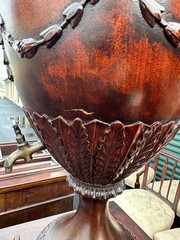 Pair of Late 20th Century Mahoghany George III Style Urns on Stands