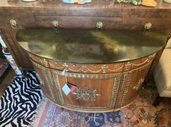 Stunning Neoclassic John Widdicomb Demilune Cabinet; Manner Of Robert Adam