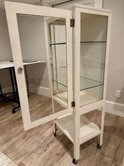 Antique 1900’s Metal Dental Cabinet (Industrial / Display), w/Glass Shelves