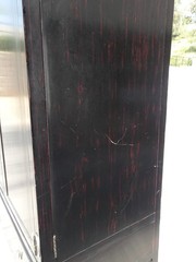 Vintage Asian Baker Furniture Black Lacquer Entertainment Storage Cabinet Armoir