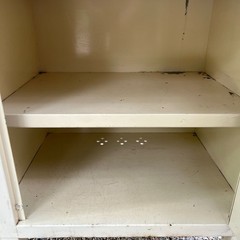 Vintage 1940s–1950s Industrial Medical Cabinet Cream-Painted Steel Multi-Compart