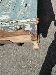 antique Blue Painted Cupboard Dental Molding Dovetailed Farm House 1820