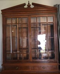 Gorgeous Antique Solid Wood Chest of Drawers with Enclosed Bookcase Cabinet– VGC