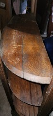 Antique Oak Curio Cabinet Display Stand Shelf No Glass Bow Curved Front Barber