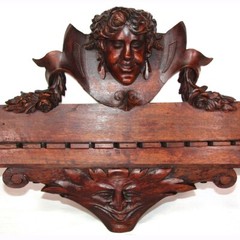 Antique Victorian 30″ Carved Wall Panel, Long Stem Pipe Display Rack, Figural