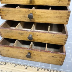 Antique Wood 6-Drawer Parts Cabinet Resistor Organizer Dovetail Knobs Vintage