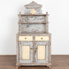 Gray Painted Pine Small Cupboard Cabinet, Hungary circa 1880