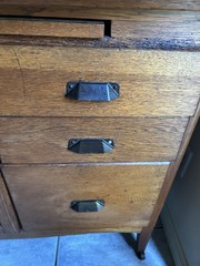 1920s Antique McDougall Hoosier Wood Cabinet With Pie Safe and Flour Sifter