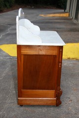 Superb Large Walnut Victorian Renaissance Revival Marble Top Washstand Cabinet