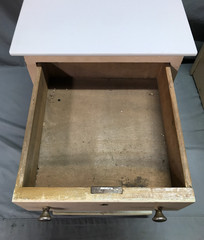 Antique VTG Pair Wood Barber Cabinets Milk Glass Tops Nightstands Old 1070-25B