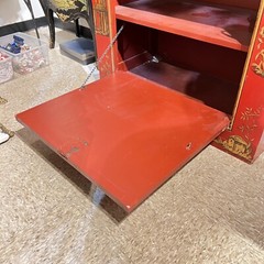 Chinese Chinoiserie Gilt Vermilion Red Cupboard / Cabinet