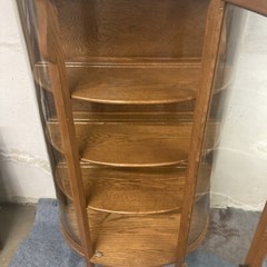 Antique 60x34in Beveled Glass Wooden 3-Shelve Cabinet *RARE*