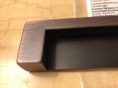 One Brushed Copper Dark Chocolate Brown Metal Drawer Pull W/ Cabinet Hardware