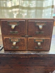 Antique 4 Drawer Library Card Catalog Old File Cabinet