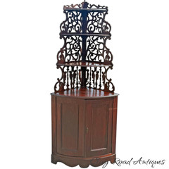 Antique Victorian Rosewood corner cabinet cupboard whatnot 1860 carved pierced