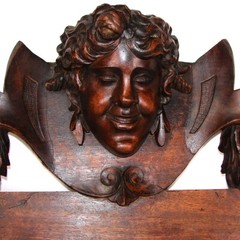 Antique Victorian 30″ Carved Wall Panel, Long Stem Pipe Display Rack, Figural