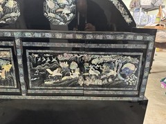 Korean Black Lacquer Mother of Pearl Cabinet Headboard