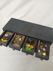 Antique Wood Black Apothecary Cabinet 12 Drawer Oddity Miniatures Lot RANDOM