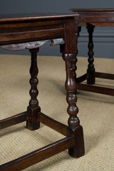 Antique English Pair of 17th Century Style Oak Joint Stools / (Circa 1880)