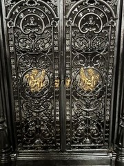 SUPERB 19th CENTURY FRENCH CAST IRON AND BRONZE CABINET / DRY BAR. ETERNAL FLAME