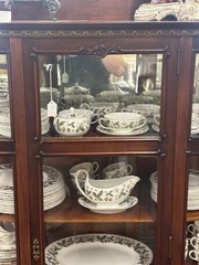 Antique Paine Furniture Elegant China Display Cabinet With Brass Accents