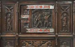 Cupboard, Cabinet, Vestry, Spanish Renaissance Revival, Oak, Crest, 1800s!