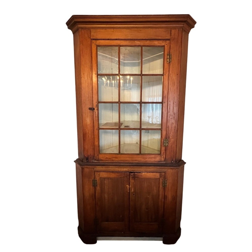 Antique Early 1800s Hand-Made Pennsylvania Corner Cabinet Cupboard