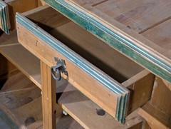 Antique Hoosier Cabinet, Kitchen Drawers, Rustic Pine, Knotted Wood, Iron Hinges