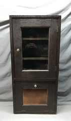 VTG Oak Double Door Bookcase Doctors Medicine Cabinet 20×43 Old 1502-25B