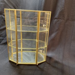 Vintage Metal, Glass, and Clear Back Octagonal Curio Cabinet Display Case