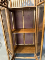 Antique Victorian Oak Stick & Ball Curio China Cabinet