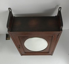 Medicine Cabinet Apothecary Kitchen Bathroom wood Oval Beveled glass mirror Gorg