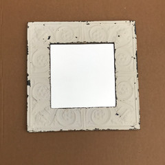 VTG Decorative TORCH Salvaged Tin Ceiling 23″ SQ. Metal Mirror Old 1720-25B