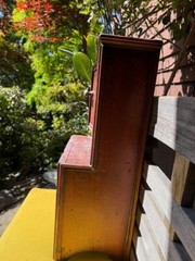 Mid 19th Century Old Red Paint Child’s Stepback Cupboard 24″ x 13″ x 9″