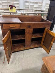 ANTIQUE EARLY AMERICAN COUNTRY HIGH BACK DRY SINK~36”x46”x19”
