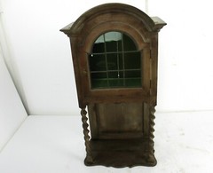Antique Edwardian Display Cabinet Carved Wood Barley Twist Leaded Glass WOW