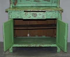 HAND PAINTED VICTORIAN DISTRESSED GREEN DRESSER BOOKCASE OR KITCHEN CUPBOARD