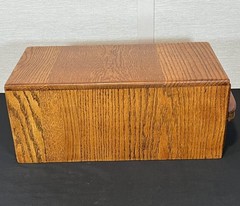 Vintage Wood 15x8x6.5” Recipe Box Card Catalog 1 Drawer Oak Library File Cabinet