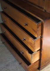 Antique Pine Two Part Step Back Cupboard Primitive Farm House Cabinet w/ Drawers