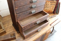 c.1900s Antique Primitive 25″ Desktop Tool Stationery File Cabinet Vtg 7 Drawers