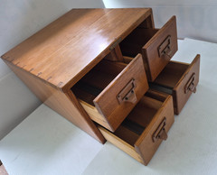 Vintage Oak 4 Drawer Card Catalog US Navy Remington Rand Dovetail Quality Heavy