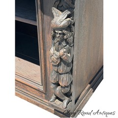 antique figural carved Oak hanging cabinet victorian Black Forest repurpose part